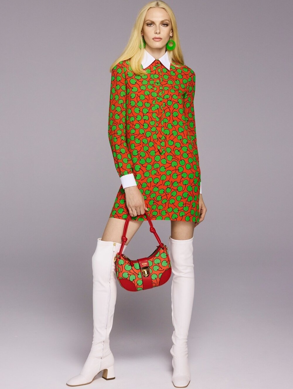 MOSCHINO® Couture Resort 2023 Collection Allover Cherry Print Dress & Bag Bundle